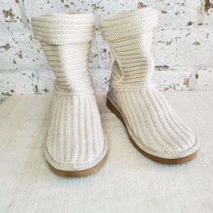 Ugg Australia Crochet Cream Knit Winter Boots Slippers 5833 Classic Size 7 Fall